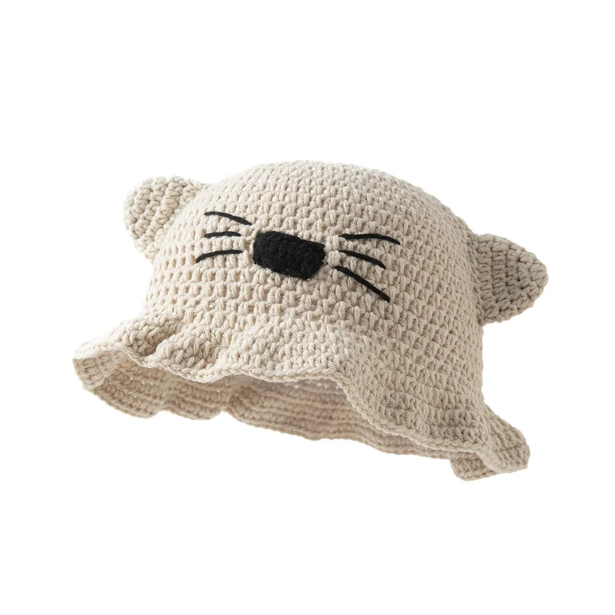 Hand-Crocheted Cat Beanie - Adorable & Breathable Style