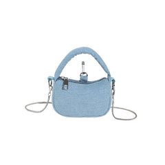 Chic Denim-Look Mini Shoulder Bag with Chain Strap